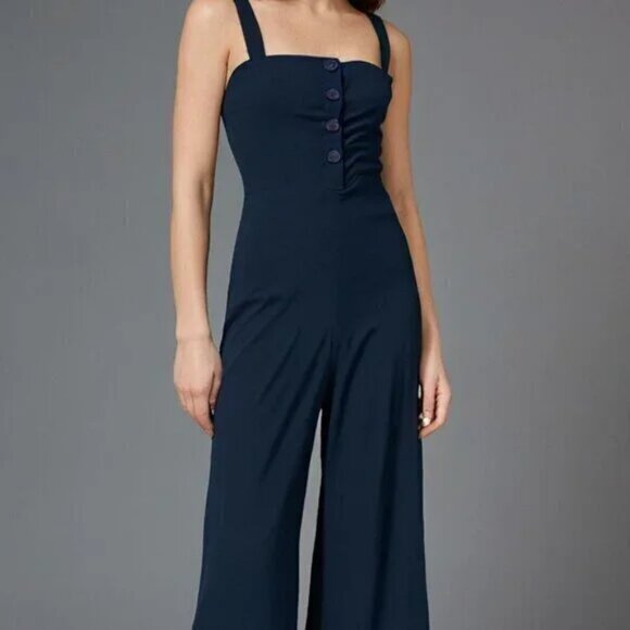 STAUD Boats At The Dock Button Up Deep Blue Jumpsuit - Picture 2 of 7